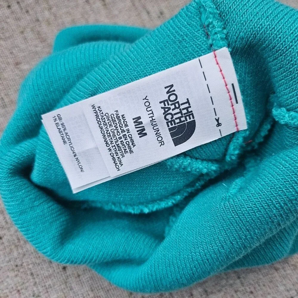 The North Face Boys Hat Winter Beannie Turquoise Blue Size M/M Junior New